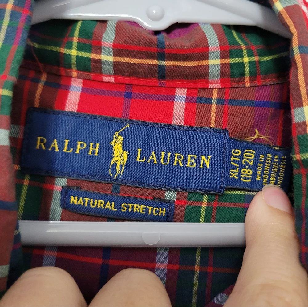 Ralph Lauren Plaid Button Down Shirt Size Boys XL (18-20) Christmas Holiday